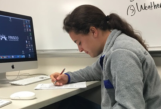 FHS junior Kaylee Williams reviews for a quiz. 