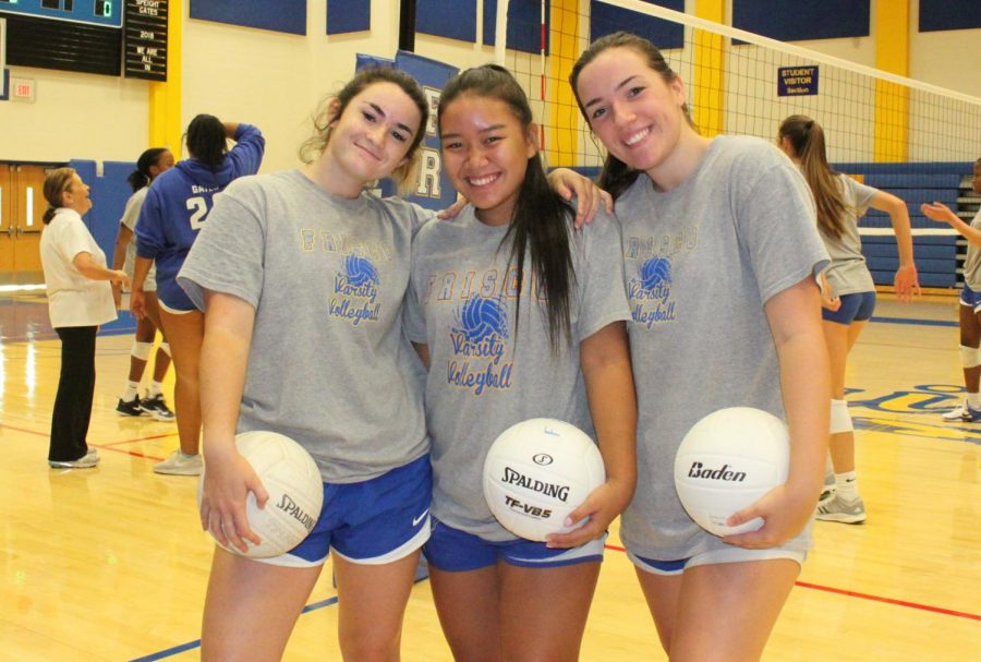 (Left to right) Varsity volleyball players Haley Fuller, Nikida Thayoutharaj, and McKinsey Howell. 