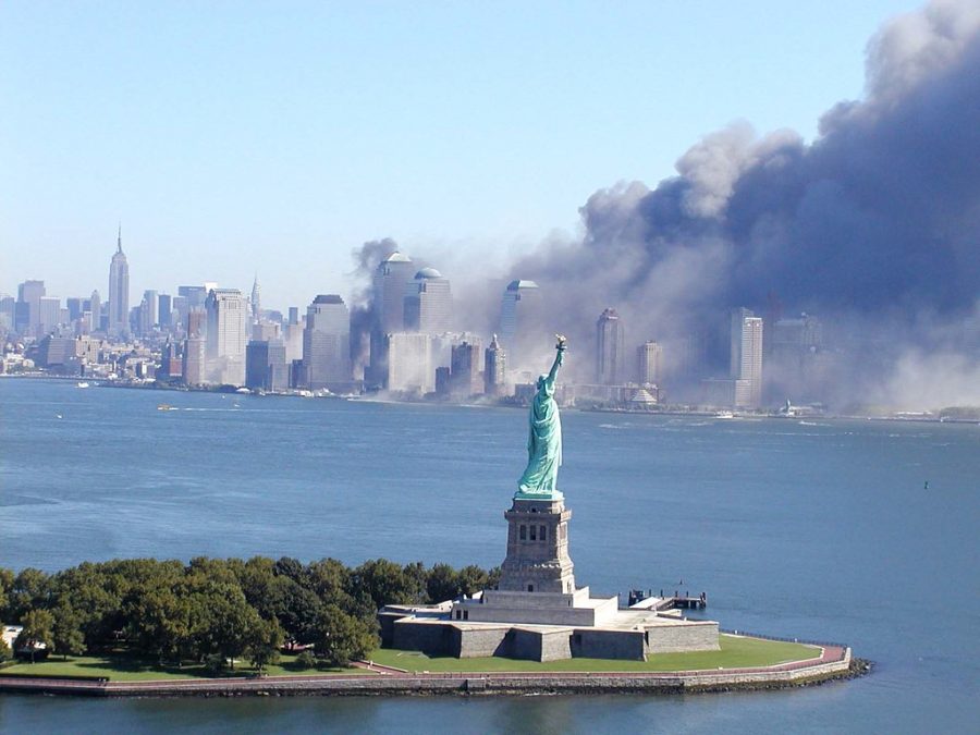 World Trade Center attack from Liberty Island.