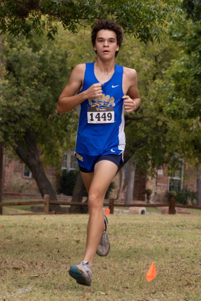 Sophomore Philip Keegan running at the district cross country meet. 