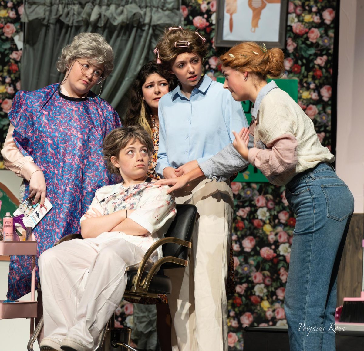 The women of Steel Magnolias chat at Truvys salon.
