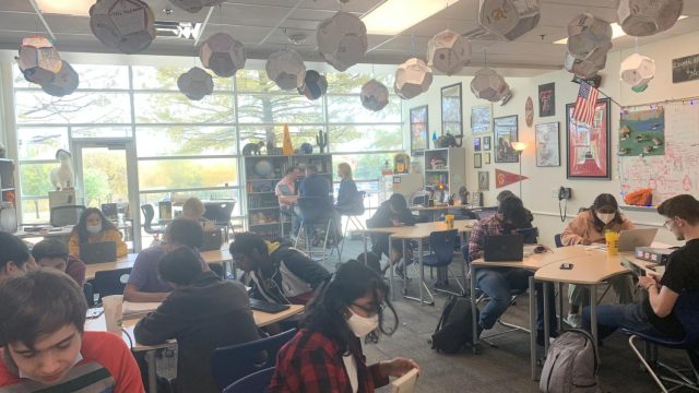 The AcDec class studying for the next competition.